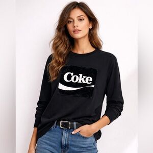 Joyrich x Coca-Cola Black Fuzzy Logo Long Sleeve Tee Medium